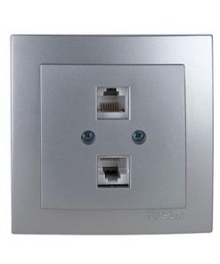 Ασημί πρίζα δικτύου RJ45-CAT5-RJ11