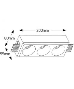 Φωτιστικό spot γύψινο τριπλό τετράγωνο 200x80 GU10