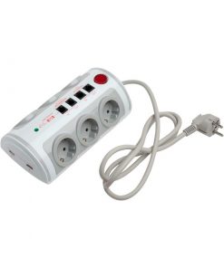 Πολύπριζο 6 θέσεων με διακόπτη 2 USB 1A  RJ11 RJ45