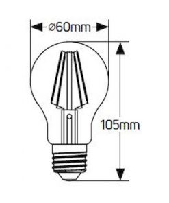 Λάμπα LED Filament Κλασσική A60 8W E27 2700K 850lm διάφανη dimmable