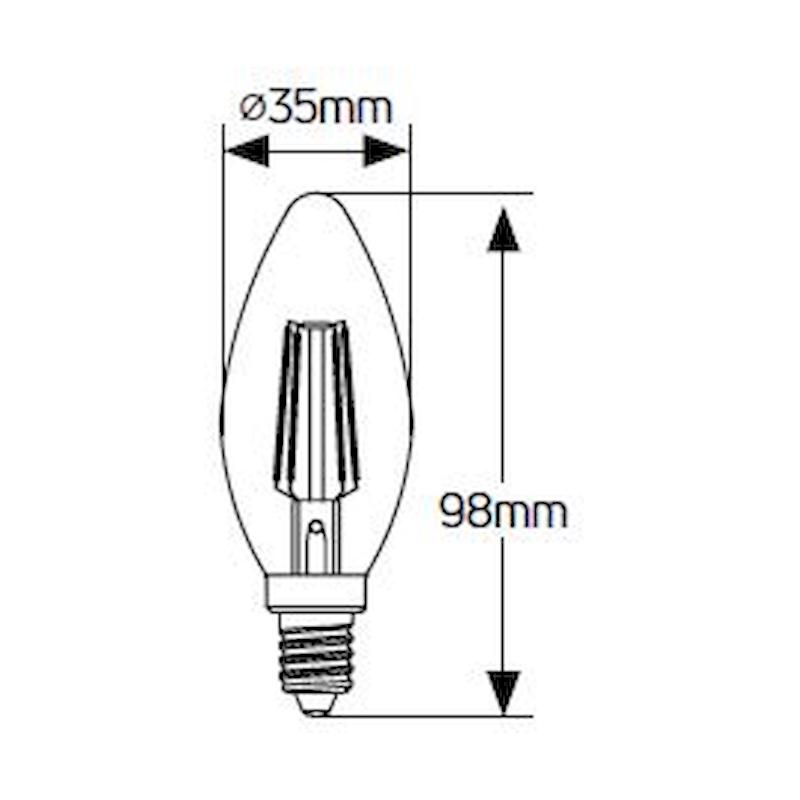 Λάμπα LED Filament C35 E14 4W 4000K 400lm dimmable
