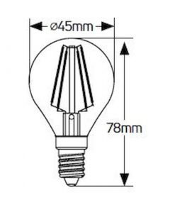 Λάμπα LED Filament Σφαιρική G45 4W E14 4000K 470lm διάφανη